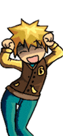 a cartoon character wearing a jacket with a letter b on it