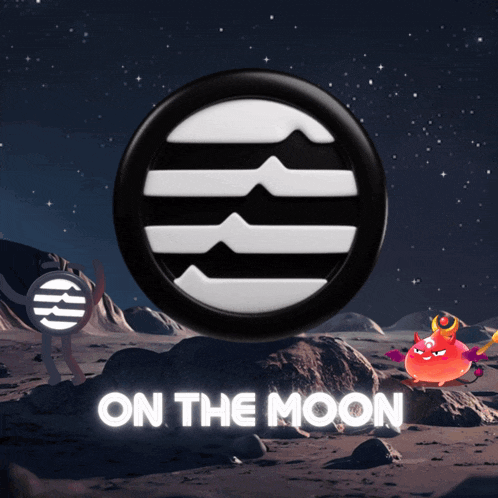 an advertisement for on the moon with a cartoon character on the moon