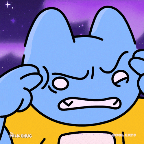a cartoon of a blue cat with the words cool cats on the bottom right