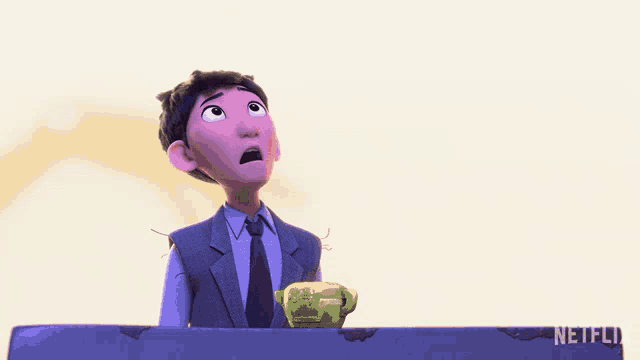 a man in a suit and tie is holding a piggy bank and says well