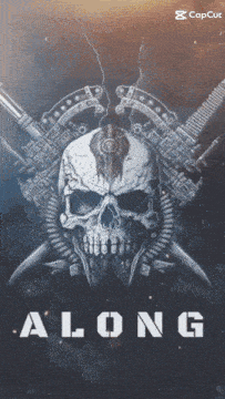 a poster with a skull and the word along on the bottom