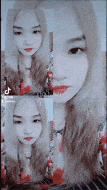 a girl 's face is displayed in a collage with the hashtag tiktok