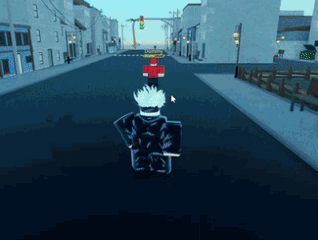 a video game character is walking down a street with a sign that says destiny in the background