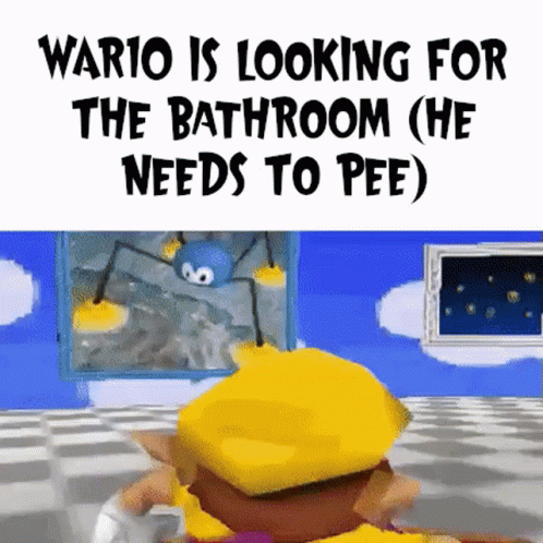 Wario Bathroom GIF - Wario Bathroom Wario Is Looking For The Bathroom GIFs
