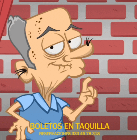 a cartoon of a man with the words boletos en taquilla