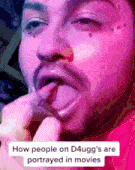 a man with his tongue out and a caption that says how people on d4ugg 's are portrayed in movies