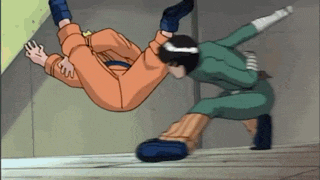 a cartoon of a man falling down while another man kicks him