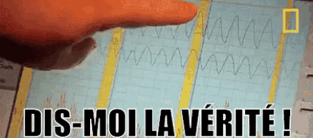 a person pointing at a graph with the words dis-moi la verite written below it