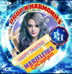 a picture of a woman with the words drop n harmonies