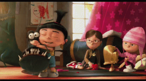 a group of cartoon characters are playing in a room with a teepee