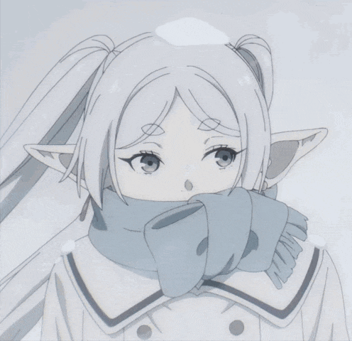 a girl with white hair is wearing a scarf