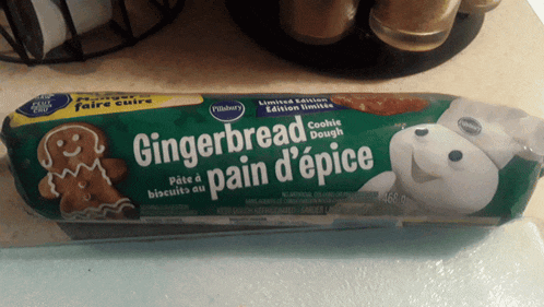 a package of pillsbury gingerbread cookie dough sitting on a counter