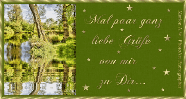 a green background with the words mal paar ganz liebe grule von mir zu dir