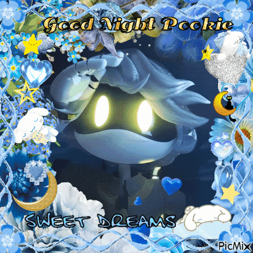 a picture of a robot says good night pockie