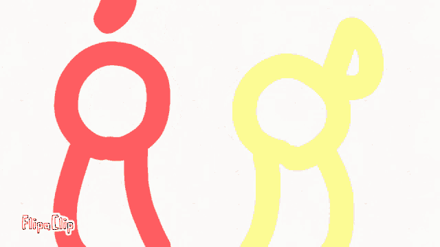 a red and yellow stick figure with a heart and the words flipa clip below them
