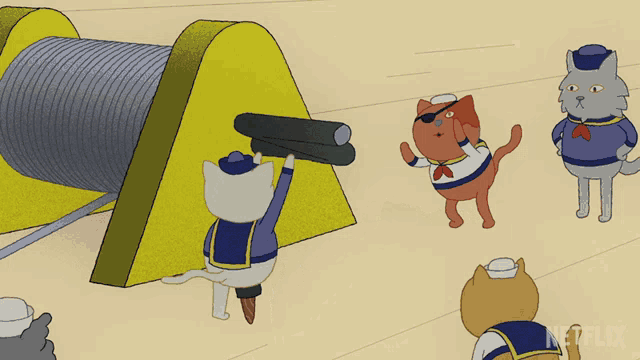 a cartoon of a group of cats with netflix written on the bottom right