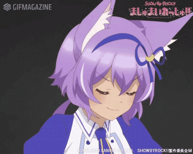 a gif of a girl with purple hair and the words gifmagazine at the bottom