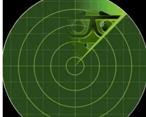 a radar screen shows a circle in the middle