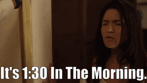 a woman with her eyes closed and the words " it 's 1:30 in the morning " above her