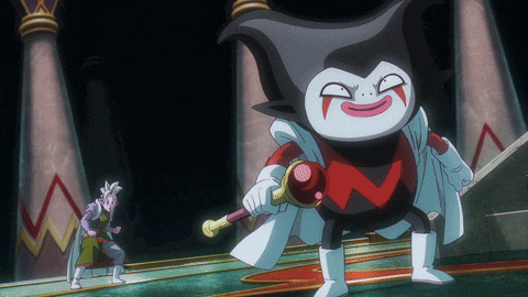 a cartoon character is holding a sword and a wand