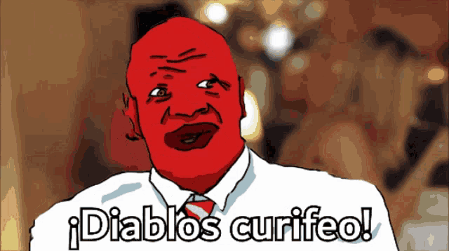 a cartoon of a man with a red face and the words " diablos curifero "