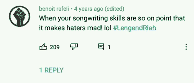 a screenshot of a reply from mariah carey with 209 likes and 1 reply