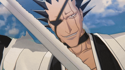 a man with spikes on his head is holding a white sword