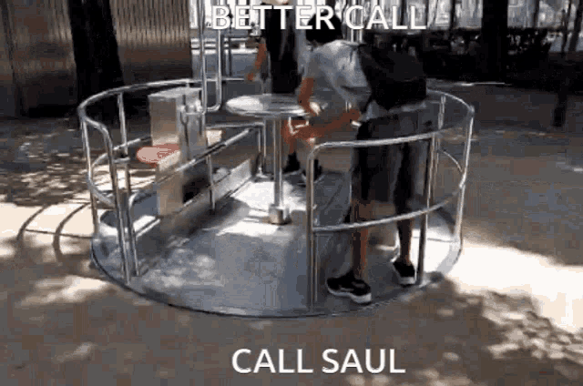 a merry go round with the words better call call saul on the bottom