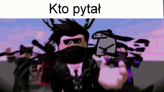 a cartoon of a man in a suit and tie holding a gun with the words kto pytal above him