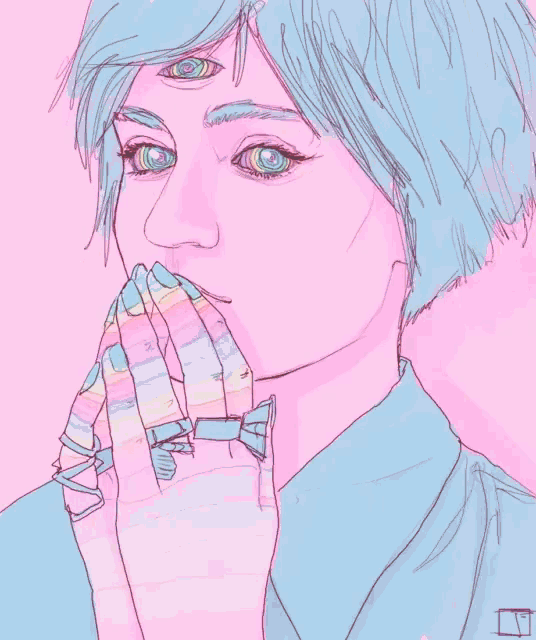 a drawing of a woman with three eyes