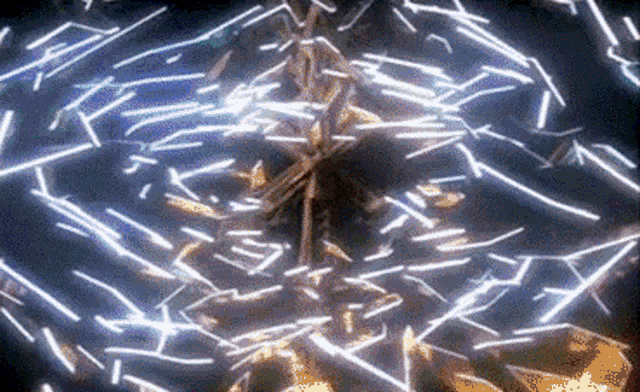 a clock is surrounded by a bunch of lights