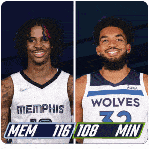 two men wearing memphis and wolves jerseys