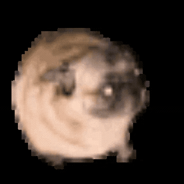 a pixelated image of a sheep 's head against a black background