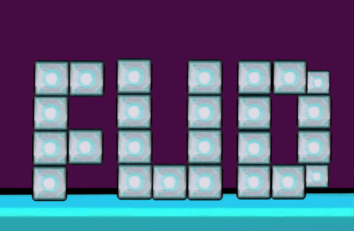 a purple background with the word fluo written in a row of squares