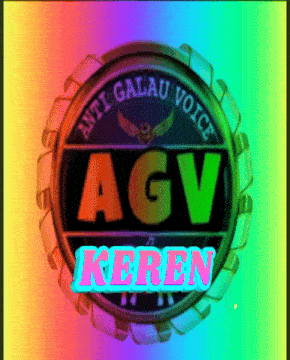 a colorful logo for agv keren with a rainbow background