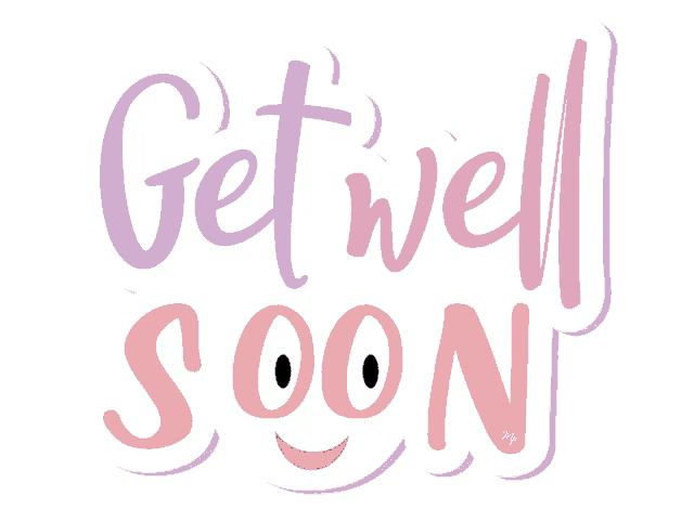 a sticker that says get well soon on it