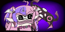 a cartoon drawing of a girl with horns and hearts