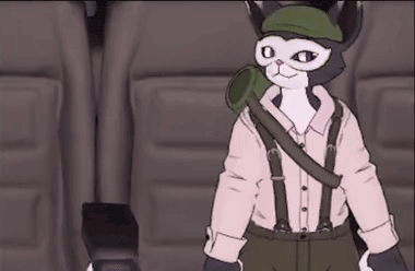 a cartoon of a cat with a backpack sitting in a theater .