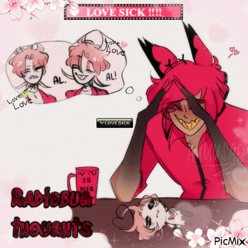 a picture of a cartoon character with the words love sick written on it