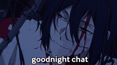 a picture of a man with blood on his face and the words goodnight chat on the bottom