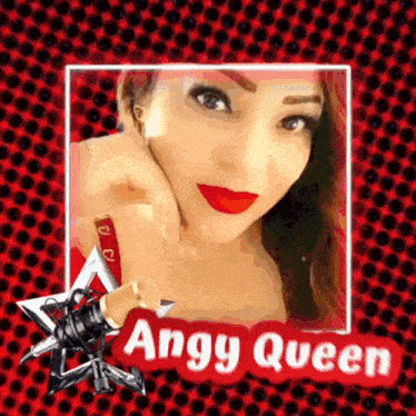 a picture of a woman with angy queen written below her