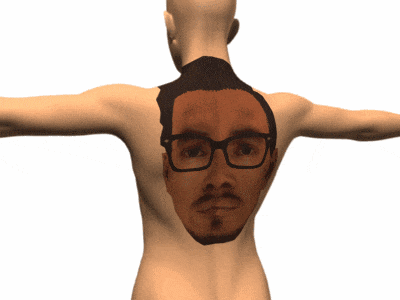 a 3d model of a man with glasses and a beard