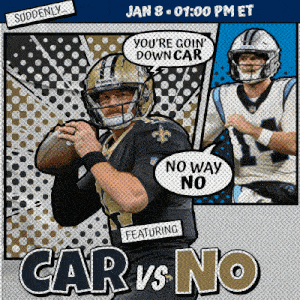 an advertisement for a game between the saints and carolina panthers