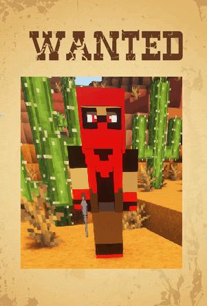 a wanted poster with a minecraft character