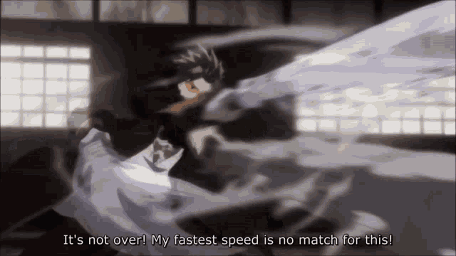 a man is fighting another man and says it 's not over ! my fastest speed is no match for this !