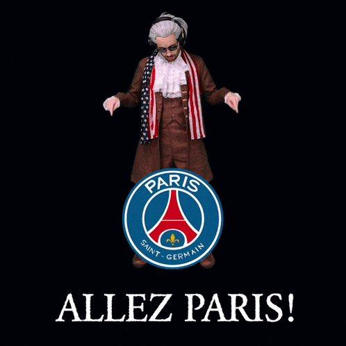 a paris saint germain logo with a fleur de lis in the middle