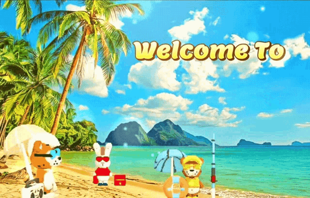 a picture of a beach with the words welcome to
