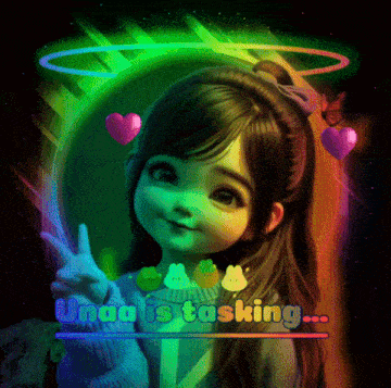 a picture of a girl with the words unaa is tasking