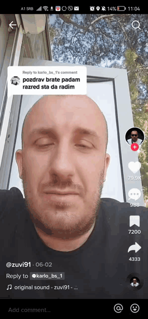a screenshot of a man 's face on a tiktok app