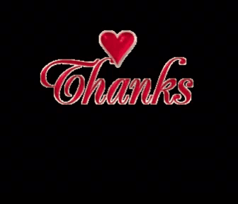 a heart surrounded by red hearts with the word thanks in the middle